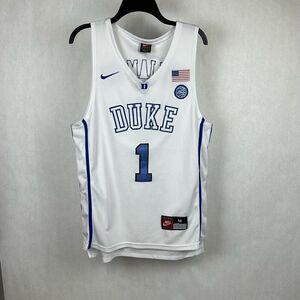 Nike Team Duke Basketball Jersey Zion Williamson #1 Sz Medium White Blue Devils